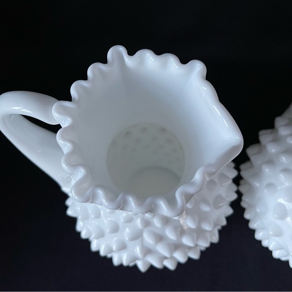 Set of 2 - Syrup Pitchers - Fenton Hobnail Milk Glass - Vintage - Picture 9 of 11